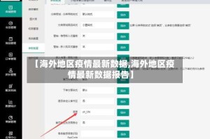 【海外地区疫情最新数据,海外地区疫情最新数据报告】