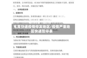 电商快递疫情停发地区/疫情严重地区快递暂停表