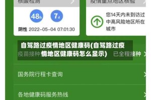 自驾路过疫情地区健康码(自驾路过疫情地区健康码怎么显示)