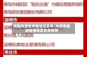 陕西有哪些疫情地区名单/陕西有哪些疫情地区名单查询