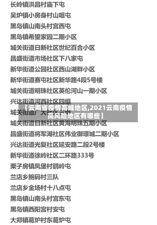 【云南省疫情高峰地区,2021云南疫情高风险地区有哪些】-第1张图片