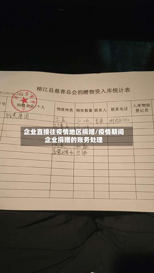 企业直接往疫情地区捐赠/疫情期间企业捐赠的账务处理-第2张图片