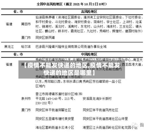 【疫情不能发快递的地区,疫情不能发快递的地区是哪里】-第1张图片